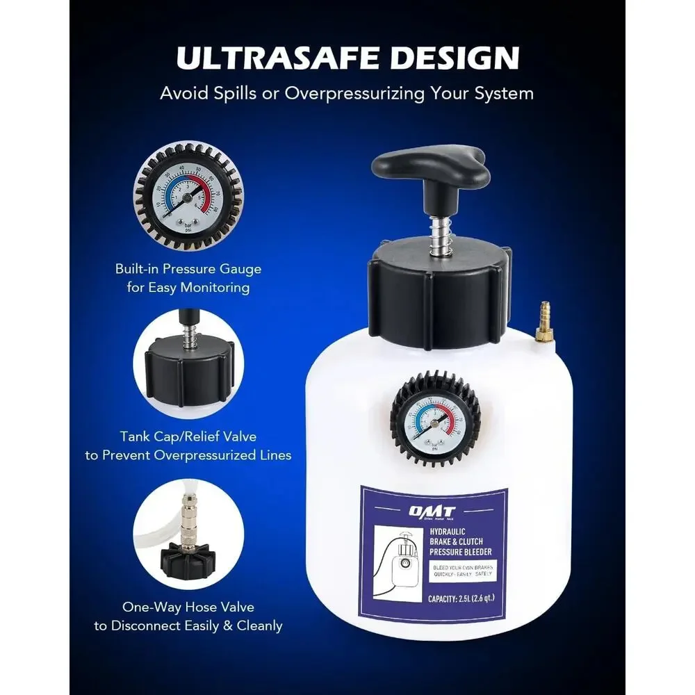 Orion Motor Tech Brake Bleeder Kit, One Person 2.5L Fluid Blue